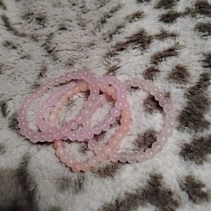 Handmade four piece cute colorful pastel light pink bracelet set